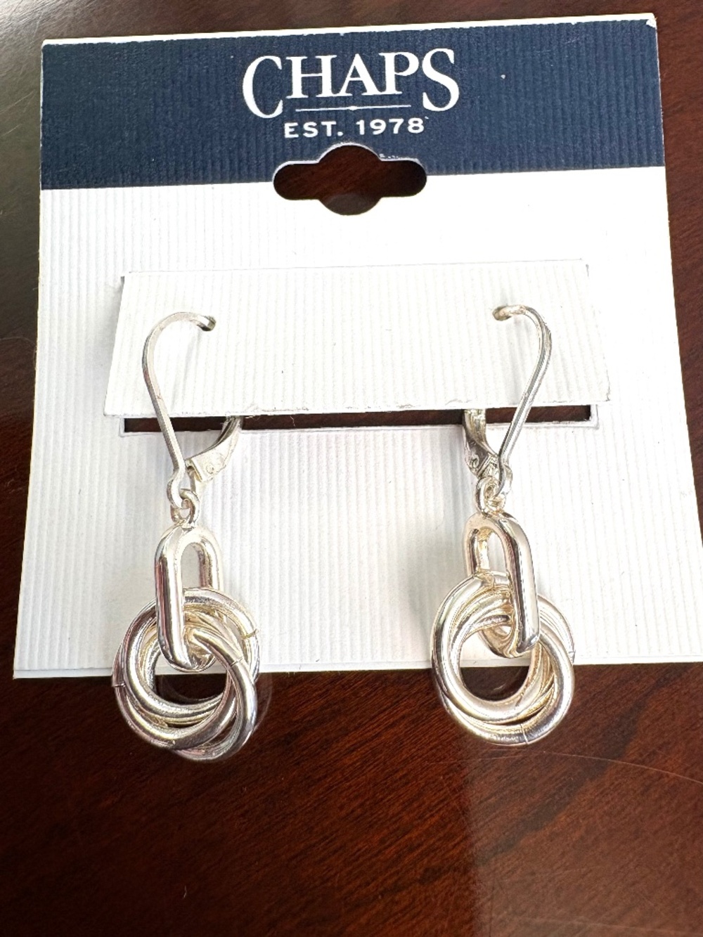 Chaps Multi Circle Silver Tone Earrings